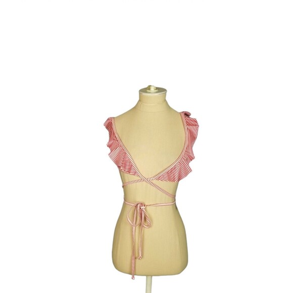 Pretty Little Thing Women's 2 Piece Bikini Red/White NWT US Size 4 - Picture 2 of 4